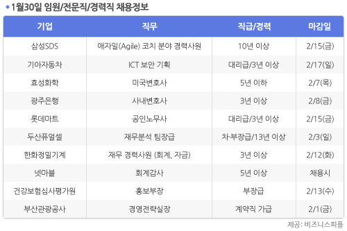 [1월30일] 비즈니스피플 임원/전문직/경력직 채용정보