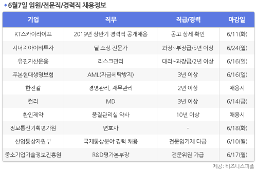 [6월7일] 비즈니스피플 임원/전문직/경력직 채용정보