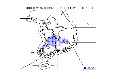 22일 충청 경상 전라 호우 예비특보, 전국 폭염특보 모두 해제