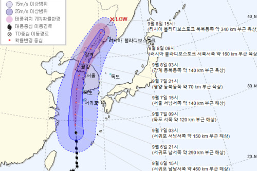 태풍 ‘링링’ 빠르게 북상, 제주도 6일 오후부터 태풍 영향권