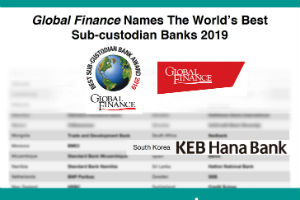 KEB하나은행, 글로벌파이낸스의 '최우수 수탁은행'으로 뽑혀 