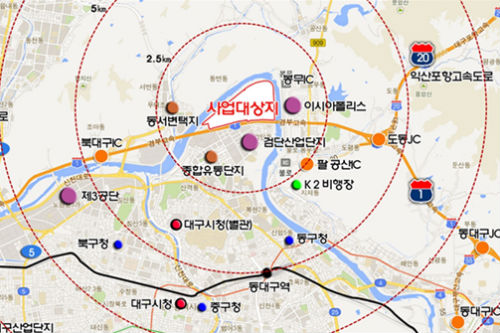 대구 복합산업단지 ‘금호워터폴리스’ 개발, <a href='https://www.businesspost.co.kr/BP?command=article_view&num=225743' class='human_link' style='text-decoration:underline' target='_blank'>권영진</a> “첨단산업 전초기지”