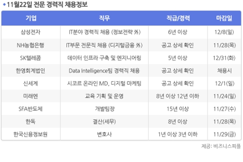 [11월22일] 비즈니스피플 전문/경력직 채용정보