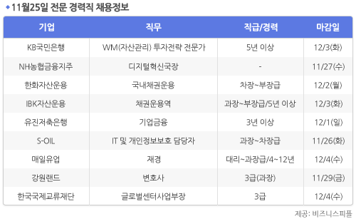 [11월25일] 비즈니스피플 전문/경력직 채용정보