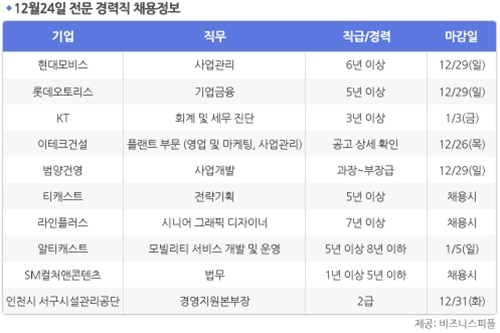 [12월24일] 비즈니스피플 전문/경력직 채용정보