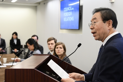 박원순 "북한 한국 미국 모두 군사훈련 잠정적으로 중단해야"