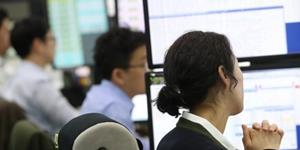 코스피 코스닥 장중 하락폭 줄어, 한진칼 금호전기 셀트리온제약 급등