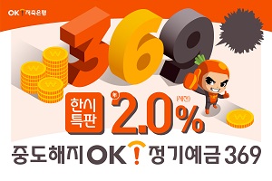 OK저축은행, 하루만 맡겨도 최고 연 2% 이자 주는 정기예금 내놔 