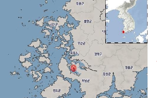 전남 해남 인근 지역 3일 밤 규모 3.1지진, 8일 새 39건 관측