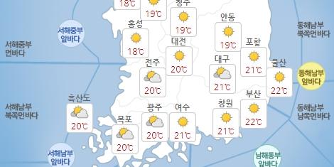 월요일 5일 낮 기온 20도 안팎 오르지만 밤에는 뚝 떨어져 