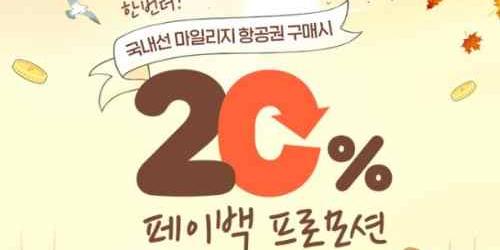 아시아나항공, 국내선 항공권을 마일리지로 사면 20% 돌려주는 행사
