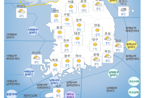 주말 21일 아침 추위 절정, 휴일 22일 전국에 비 온 뒤 다시 추워져