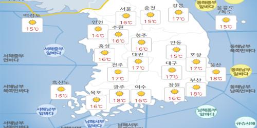 수요일인 11일 전국 맑고 대기 건조해, 서울 낮 최고기온 16도