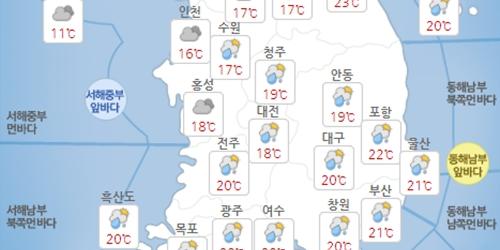 목요일 19일 비는 오후 중부 서해안부터 그치고 추위 찾아와