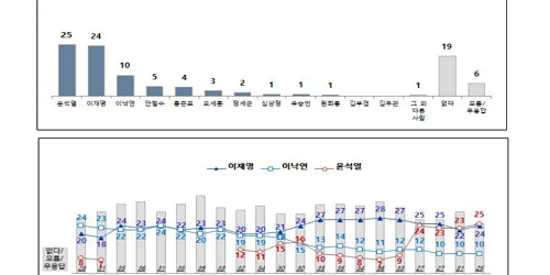 다음 대선주자 적합도 조사, 이재명 25% 윤석열 21% 오차범위 접전