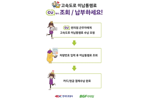 도로공사, 고속도로 미납통행료를 CU편의점에서 낼 수 있도록 조치 