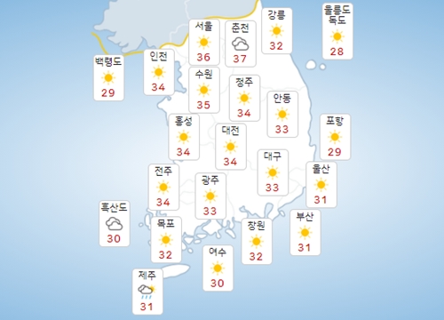 25일 일요일 전국 도시에 열대야, 폭염 한동안 지속