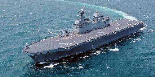 한진중공업, 해군에 1만4500톤급 대형수송함 '마라도함' 인도