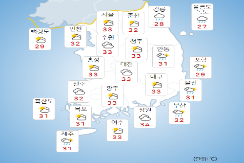 월요일 9일 수도권 제외한 전국에 비, 주말까지 소나기나 비 잦아 