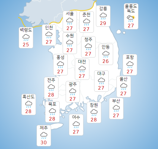 월요일 23일 태풍 오마이스 남해안 상륙 예상, 전국에 강한 비바람