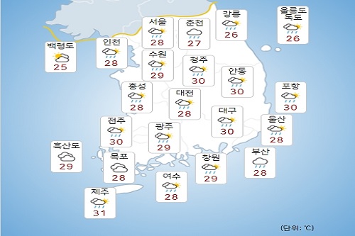 화요일 24일 전국에 많은 비 내리고 강한 바람, 태풍 오마이스 소멸