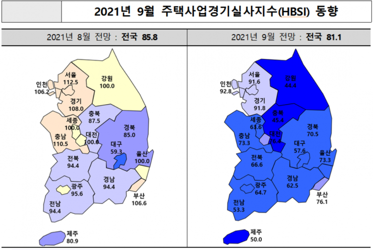 주택사업경기실사지수 3개월째 하락, 서울과 수도권 대폭 떨어져