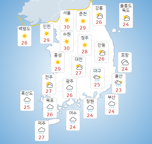 화요일 14일 수도권 맑고 일교차 커, 제주도와 남부는 비