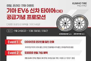 금호타이어, 기아 EV6 신차용 타이어 공급 기념해 할인판매 진행
