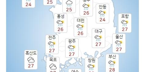 화요일 7일 전국에 비 오고 일부 지역 강풍, 서울 낮기온 24도 '선선'