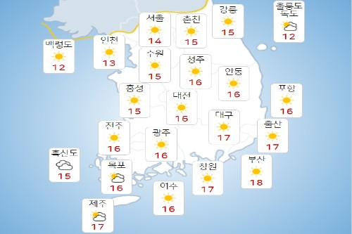 수요일 20일 전국 대체로 맑고 아침은 쌀쌀, 서울 아침기온 5도