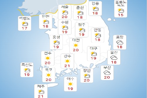 금요일 29일 전국에 구름 많은 가을 날씨, 아침기온 10도 안팎 