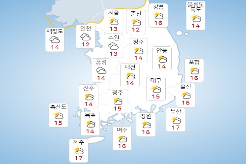 수요일 17일 전국 맑다가 차츰 구름 많아, 수능일 18일 일부 지역 비 