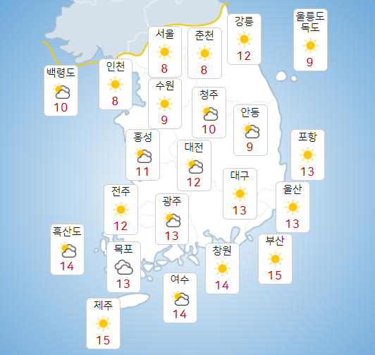 수요일 24일 아침까지 곳곳에 눈 또는 비, 서울 아침기온 영하 3도 추워 