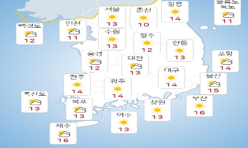 수요일 8일 날씨 전국 대체로 맑아, 낮 최고기온 14도 안팎 '포근'