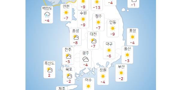 월요일 17일 아침기온 크게 떨어지고 바람 강해, 오후부터 눈 소식 