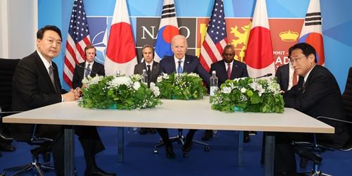 윤석열, 한미일 정상회담에서 “북한 핵위협 고도화로 협력 중요성 커져”