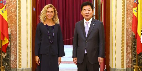 김진표 스페인 하원의장 면담, 부산엑스포 지지 요청하며 의회 외교 펼쳐