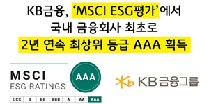 KB금융, 모건스탠리캐피털인터내셔널 ESG평가 2년 연속 최고등급 달성