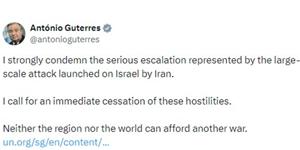 UN 사무총장 이란의 이스라엘 공격 규탄, “당사자들이 최대한 자제해야”