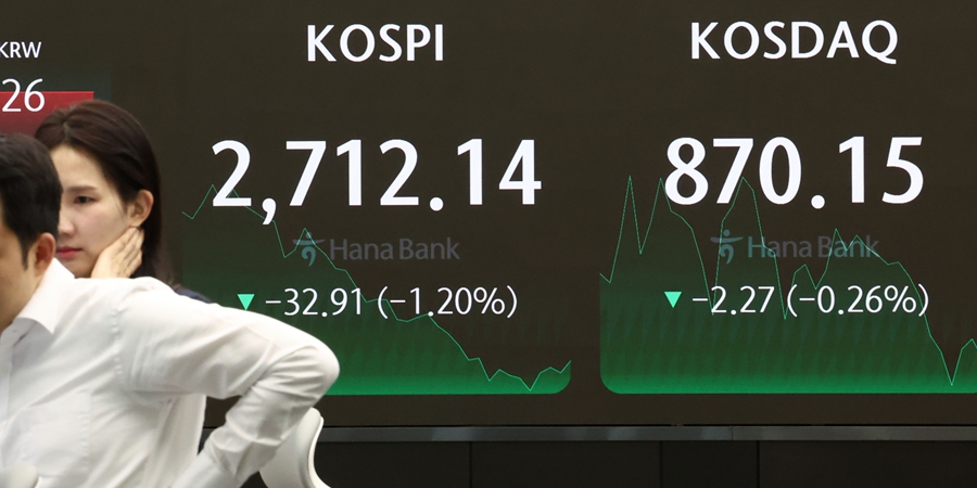 코스피 3거래일 만에 내려 2710선 마감, 코스닥도 870선 하락