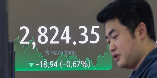 코스피 2거래일 연속 내리며 2830선 내줘 , 코스닥 3거래일 하락 행진