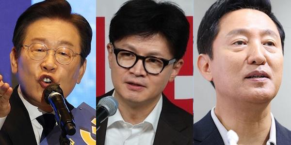 [여론조사꽃] 대선후보 적합도, 이재명 36.1% 한동훈 17.9% 오세훈 5.2%