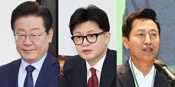 [여론조사꽃] 차기 대선주자 적합도, 이재명 35.1%로 한동훈 15.4%에 앞서