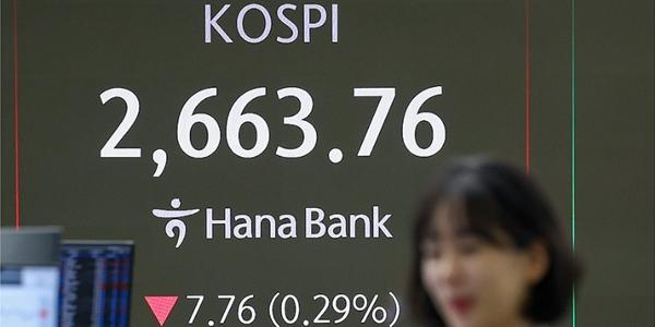 코스피 장중 기관·외국인 매도세에 약보합 2650선, 코스닥도 약보합 770선