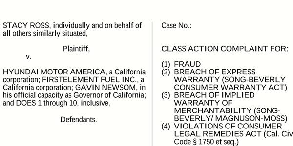 현대차 수소전기차 넥쏘 미국서 소송, 원고 
