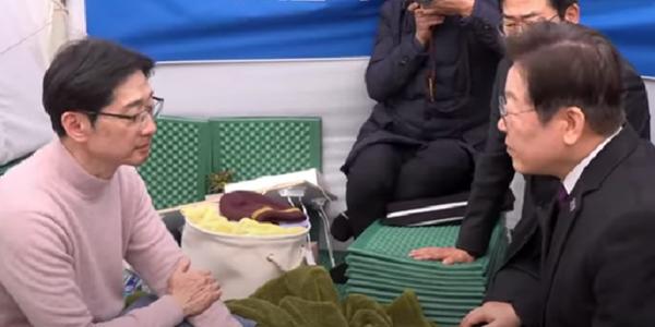 이재명 13일째 단식 김경수 찾아 중단 권유, 