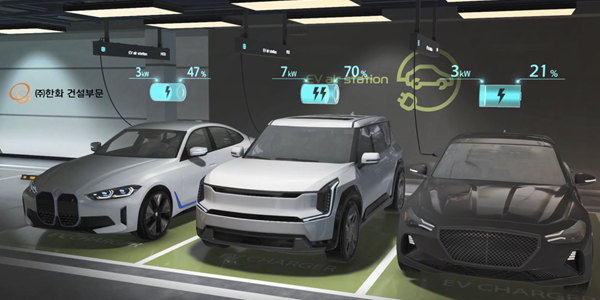 한화 건설부문, LH와 화재예방 기술 적용 천장형 전기차 충전 시스템 공개