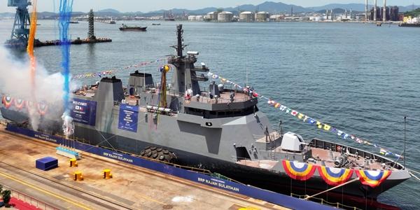 HD현대중공업, 필리핀 수출 원해경비함 '라자 술라이만함' 진수