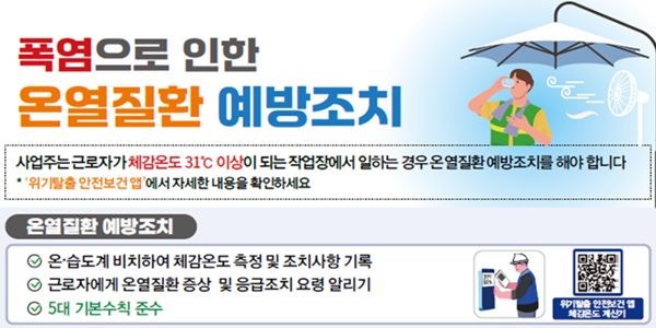 고용부 '폭염안전 5대 기본수칙' 감독 실시, 