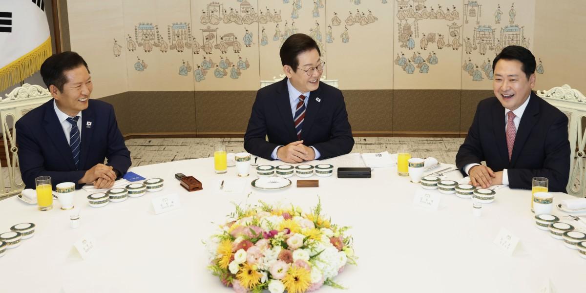 이재명 정청래·장동혁과 회동, 